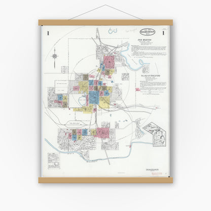Old map wall art mockup — magnetic wood frame on white wall — Sanborn Fire Insurance Map from Iron Mountain, Dickinson County, Michigan (1930), Sheet #0001
