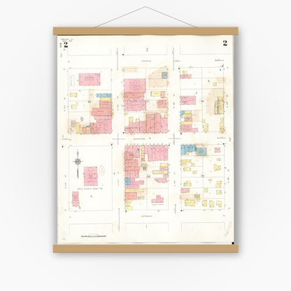 Old map wall art mockup — magnetic wood frame on white wall — Sanborn Fire Insurance Map from Oregon, Ogle County, Illinois (1943), Sheet #0002