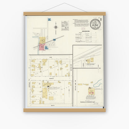 Old map wall art mockup — magnetic wood frame on white wall — Sanborn Fire Insurance Map from La Rue, Marion County, Ohio (1911) - Complete Map Set