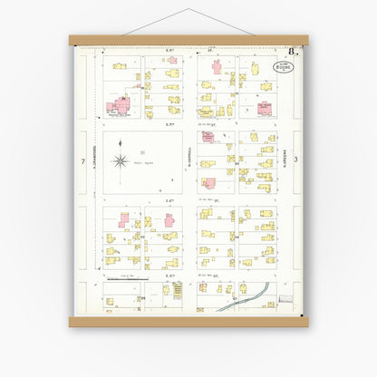 Old map wall art mockup — magnetic wood frame on white wall — Sanborn Fire Insurance Map from Boone, Boone County, Iowa (1900), Sheet #0008