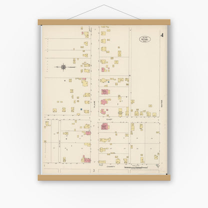 Old map wall art mockup — magnetic wood frame on white wall — Sanborn Fire Insurance Map from Bethel, Clermont County, Ohio (1922), Sheet #0004