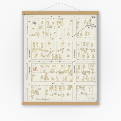 Old map wall art mockup — magnetic wood frame on white wall — Sanborn Fire Insurance Map from Stillwater, Washington County, Minnesota (1888), Sheet #0022