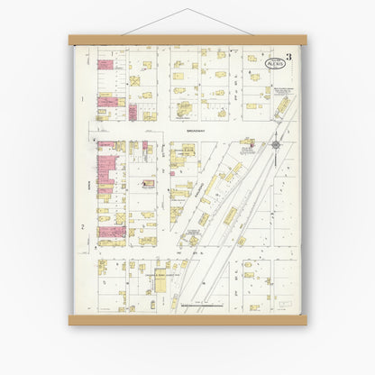 Old map wall art mockup — magnetic wood frame on white wall — Sanborn Fire Insurance Map from Alexis, Warren County, Illinois (1913), Sheet #0003