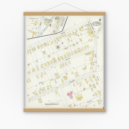 Old map wall art mockup — magnetic wood frame on white wall — Sanborn Fire Insurance Map from Luzerne, Luzerne County, Pennsylvania (1896), Sheet #0003