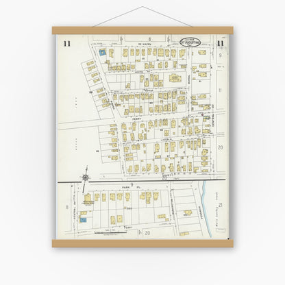 Old map wall art mockup — magnetic wood frame on white wall — Sanborn Fire Insurance Map from Saint Augustine, Saint John's County, Florida (1924), Sheet #0011