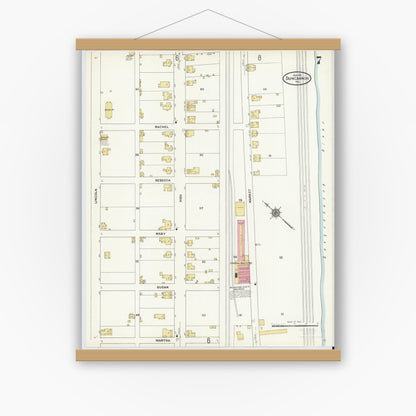 Old map wall art mockup — magnetic wood frame on white wall — Sanborn Fire Insurance Map from Duncannon, Perry County, Pennsylvania (1911), Sheet #0007