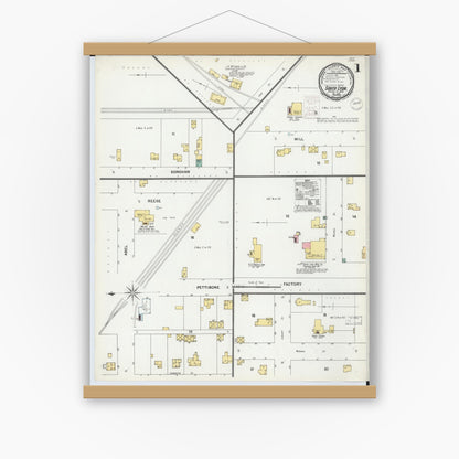Old map wall art mockup — magnetic wood frame on white wall — Sanborn Fire Insurance Map from South Lyon, Oakland County, Michigan (1899) - Complete Map Set