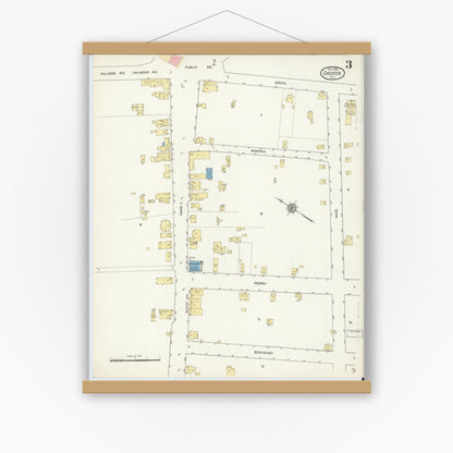 Old map wall art mockup — magnetic wood frame on white wall — Sanborn Fire Insurance Map from Chester, Morris County, New Jersey (1912), Sheet #0003