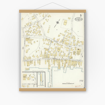 Old map wall art mockup — magnetic wood frame on white wall — Sanborn Fire Insurance Map from Provincetown, Barnstable County, Massachusetts (1912), Sheet #0005