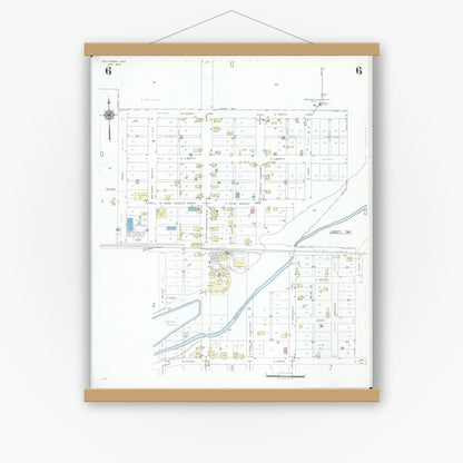 Old map wall art mockup — magnetic wood frame on white wall — Sanborn Fire Insurance Map from Baltimore, Fairfield County, Ohio (1946), Sheet #0006