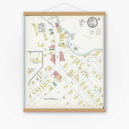 Old map wall art mockup — magnetic wood frame on white wall — Sanborn Fire Insurance Map from Olivet, Eaton County, Michigan (1900) - Complete Map Set