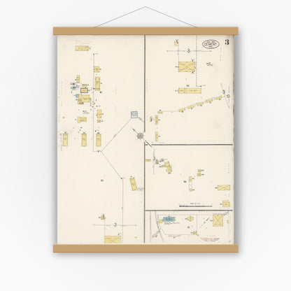 Old map wall art mockup — magnetic wood frame on white wall — Sanborn Fire Insurance Map from Cement, Solano County, California (1912), Sheet #0003