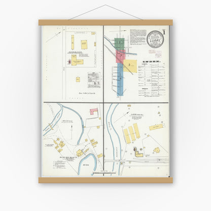 Old map wall art mockup — magnetic wood frame on white wall — Sanborn Fire Insurance Map from Luray, Page County, Virginia (1902) - Complete Map Set