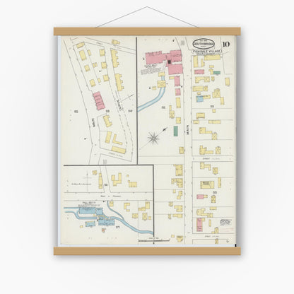 Old map wall art mockup — magnetic wood frame on white wall — Sanborn Fire Insurance Map from Southbridge, Worcester County, Massachusetts (1894), Sheet #0010