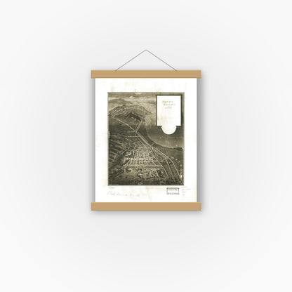Old map wall art mockup — magnetic wood frame on white wall — [San Mateo Park. (1905)