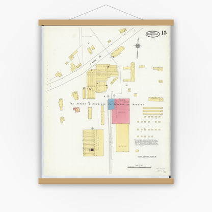 Old map wall art mockup — magnetic wood frame on white wall — Sanborn Fire Insurance Map from Painesville, Lake County, Ohio (1911), Sheet #0015