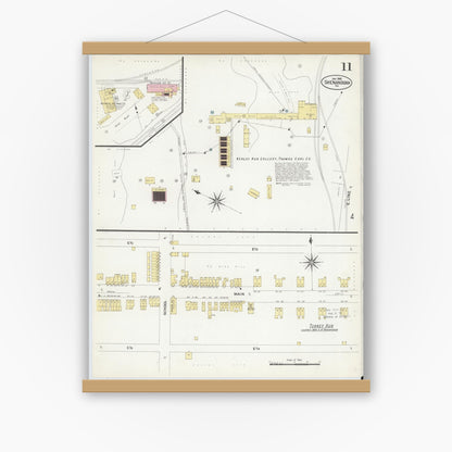 Old map wall art mockup — magnetic wood frame on white wall — Sanborn Fire Insurance Map from Shenandoah, Schuylkill County, Pennsylvania (1908), Sheet #0011