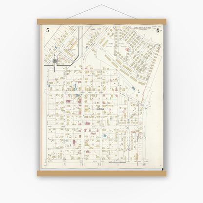 Old map wall art mockup — magnetic wood frame on white wall — Sanborn Fire Insurance Map from Osborn, Greene County, Ohio (1943), Sheet #0005