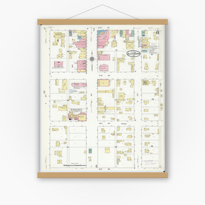 Old map wall art mockup — magnetic wood frame on white wall — Sanborn Fire Insurance Map from Alexandria, Douglas County, Minnesota (1909), Sheet #0006