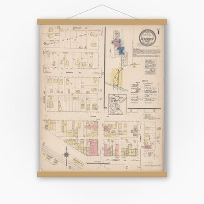 Old map wall art mockup — magnetic wood frame on white wall — Sanborn Fire Insurance Map from Deer River, Itasca County, Minnesota (1922) - Complete Map Set