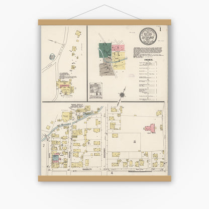 Old map wall art mockup — magnetic wood frame on white wall — Sanborn Fire Insurance Map from Sutter Creek, Amador County, California (1912) - Complete Map Set