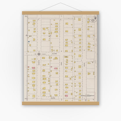 Old map wall art mockup — magnetic wood frame on white wall — Sanborn Fire Insurance Map from Oildale, Kern County, California (1922) - Complete Map Set