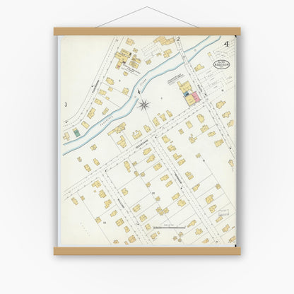 Old map wall art mockup — magnetic wood frame on white wall — Sanborn Fire Insurance Map from Addison, Steuben County, New York (1903), Sheet #0004