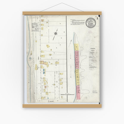 Old map wall art mockup — magnetic wood frame on white wall — Sanborn Fire Insurance Map from Alma, Buffalo County, Wisconsin (1910) - Complete Map Set