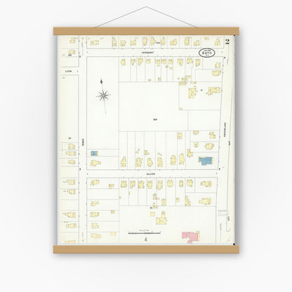 Old map wall art mockup — magnetic wood frame on white wall — Sanborn Fire Insurance Map from Bath, Steuben County, New York (1909) - Complete Map Set