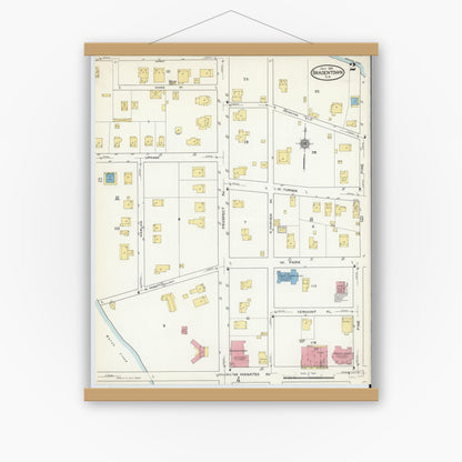 Old map wall art mockup — magnetic wood frame on white wall — Sanborn Fire Insurance Map from Bradentown, Manatee County, Florida (1915), Sheet #0002