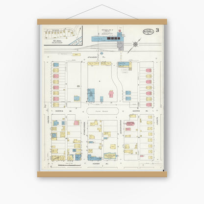 Old map wall art mockup — magnetic wood frame on white wall — Sanborn Fire Insurance Map from Boswell, Somerset County, Pennsylvania (1916), Sheet #0003
