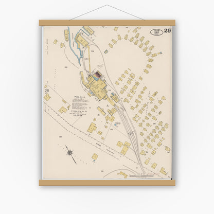 Old map wall art mockup — magnetic wood frame on white wall — Sanborn Fire Insurance Map from Hilo, Hawaii County, Hawaii (1921), Sheet #0029