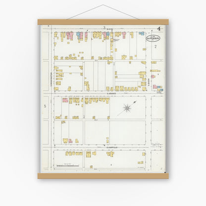 Old map wall art mockup — magnetic wood frame on white wall — Sanborn Fire Insurance Map from Shippensburg, Cumberland And Franklin Counties, Pennsylvania (1899), Sheet #0004