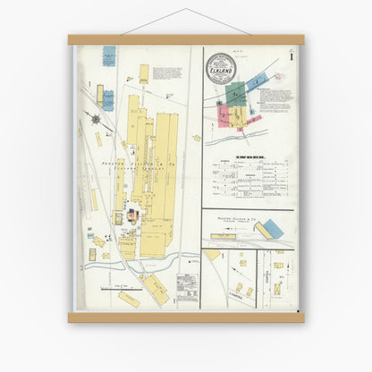Old map wall art mockup — magnetic wood frame on white wall — Sanborn Fire Insurance Map from Elkland, Tioga County, Pennsylvania (1911) - Complete Map Set