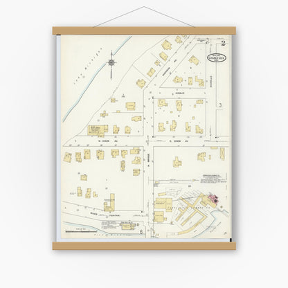 Old map wall art mockup — magnetic wood frame on white wall — Sanborn Fire Insurance Map from Charlevoix, Charlevoix County, Michigan (1912), Sheet #0002