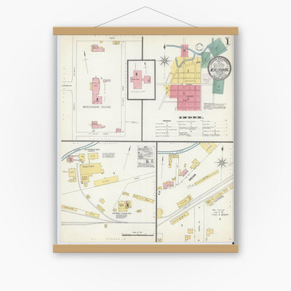 Old map wall art mockup — magnetic wood frame on white wall — Sanborn Fire Insurance Map from Mercersburg, Franklin County, Pennsylvania (1902) - Complete Map Set