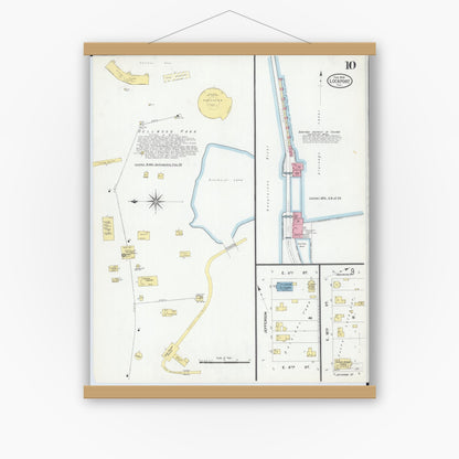Old map wall art mockup — magnetic wood frame on white wall — Sanborn Fire Insurance Map from Lockport, Will County, Illinois (1909), Sheet #0010