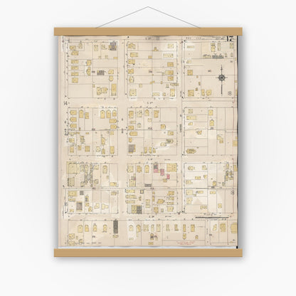 Old map wall art mockup — magnetic wood frame on white wall — Sanborn Fire Insurance Map from Calexico, Imperial County, California (1949), Sheet #0017
