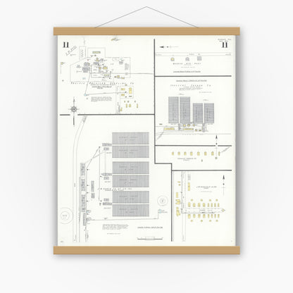 Old map wall art mockup — magnetic wood frame on white wall — Sanborn Fire Insurance Map from Borger, Hutchinson County, Texas (1933), Sheet #0011