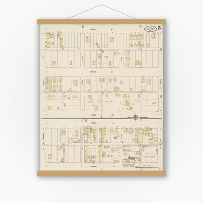 Old map wall art mockup — magnetic wood frame on white wall — Sanborn Fire Insurance Map from Calexico, Imperial County, California (1920), Sheet #0005