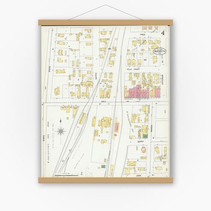 Old map wall art mockup — magnetic wood frame on white wall — Sanborn Fire Insurance Map from Marinette, Marinette County, Wisconsin (1901), Sheet #0004