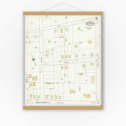 Old map wall art mockup — magnetic wood frame on white wall — Sanborn Fire Insurance Map from Englewood, Bergen County, New Jersey (1915) - Complete Map Set