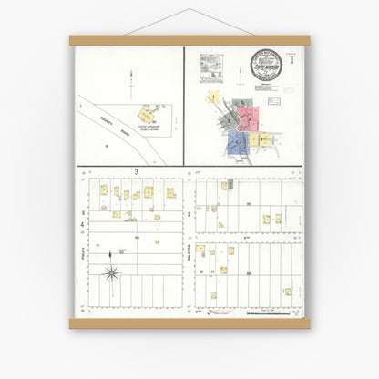 Old map wall art mockup — magnetic wood frame on white wall — Sanborn Fire Insurance Map from Corte Madera, Marin County, California (1909) - Complete Map Set
