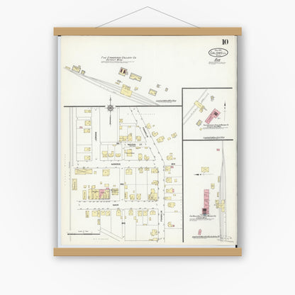 Old map wall art mockup — magnetic wood frame on white wall — Sanborn Fire Insurance Map from Caldwell, Noble County, Ohio (1911), Sheet #0010