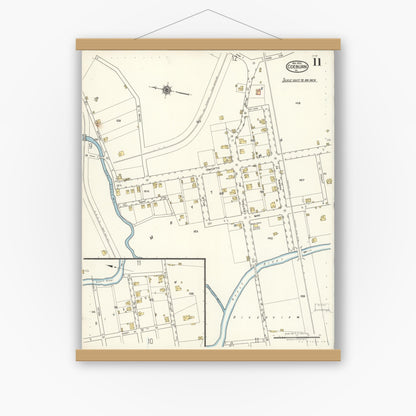 Old map wall art mockup — magnetic wood frame on white wall — Sanborn Fire Insurance Map from Coeburn, Wise County, Virginia (1922), Sheet #0011