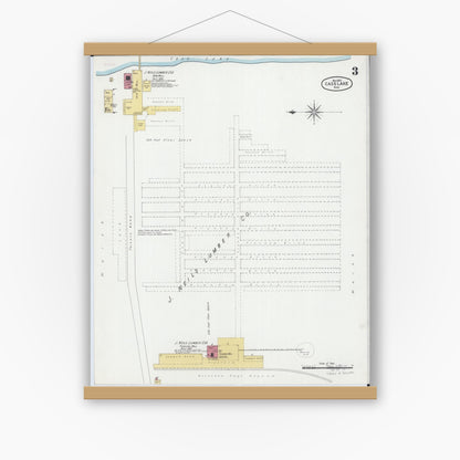 Old map wall art mockup — magnetic wood frame on white wall — Sanborn Fire Insurance Map from Cass Lake, Cass County, Minnesota (1900), Sheet #0003
