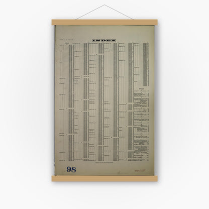 Old map wall art mockup — magnetic wood frame on white wall — Sanborn Fire Insurance Map from Chicago, Cook County, Illinois (1940), Sheet #0001