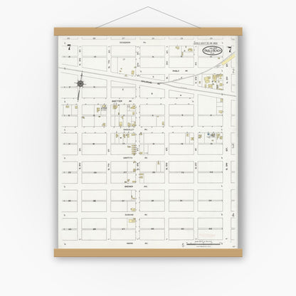 Old map wall art mockup — magnetic wood frame on white wall — Sanborn Fire Insurance Map from Pablo Beach, Duval County, Florida (1924), Sheet #0007