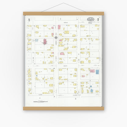 Old map wall art mockup — magnetic wood frame on white wall — Sanborn Fire Insurance Map from Osborn, Greene County, Ohio (1929), Sheet #0007