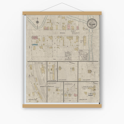 Old map wall art mockup — magnetic wood frame on white wall — Sanborn Fire Insurance Map from Ableman, Sauk County, Wisconsin (1912), Sheet #0001